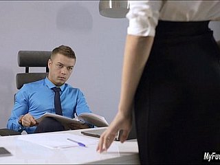 Sexy secretary Sheri Vi seduces her boss and fucks him