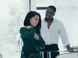 Korean babe Rina Ellis gives a blowjob with an increment of gets the brush punani blacked