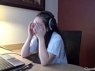 18 year grey Lenna Lux masturbating helter-skelter headphones
