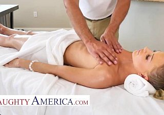 Naughty America Emma Hix gets a massage increased by blarney