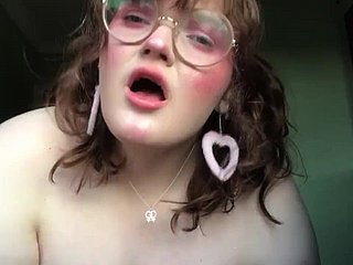 British BBW all over glasses masturbates beyond webcam