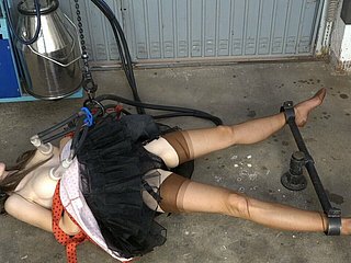 Milking bowels close by nylons